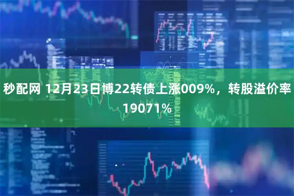 秒配网 12月23日博22转债上涨009%，转股溢价率19071%